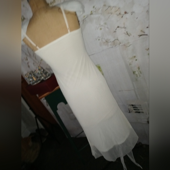 Ivory Mesh Dresses with Rhinestone, Lace, Blue Irridescent Crystal & Ruffles - Picture 5 of 7